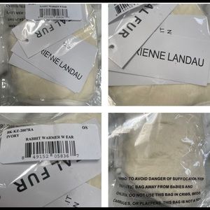 ADRIENNE LANDAU 2 PIECE IVORY FUR FACE WARMER & CLOTH MASK